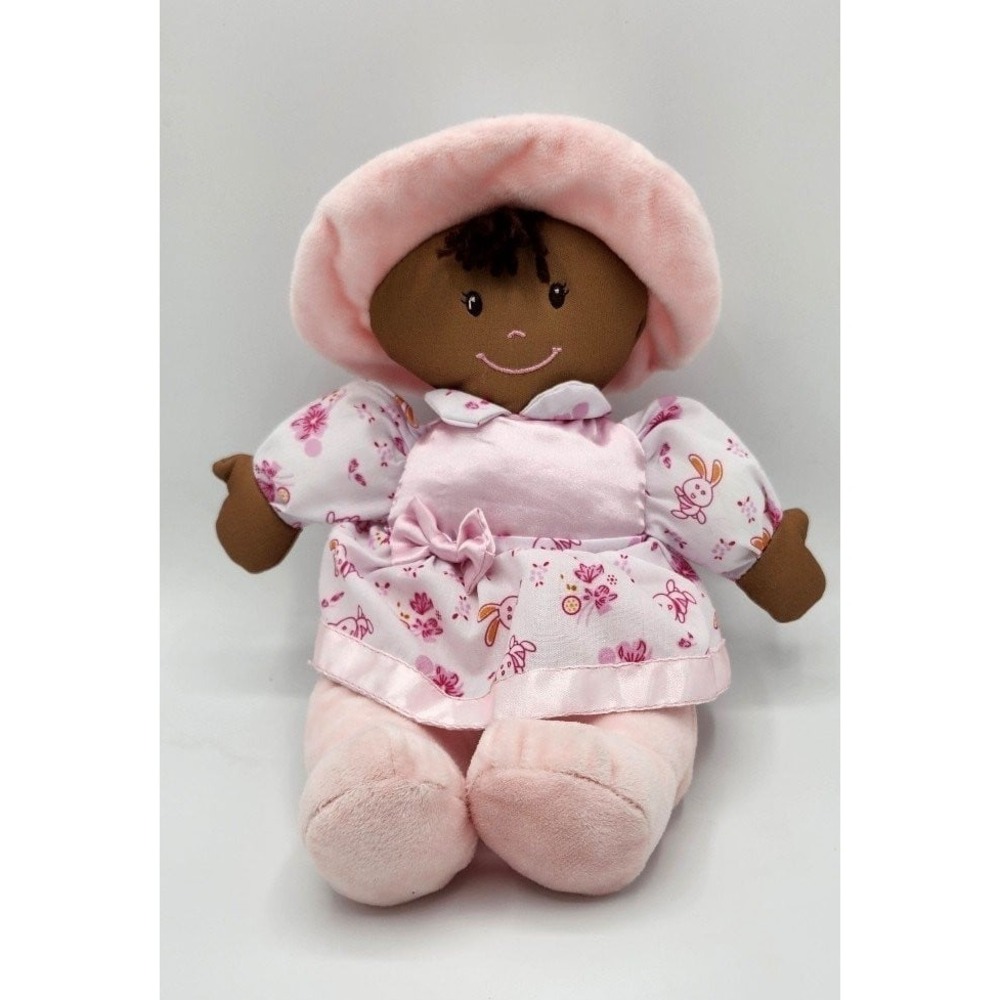 11" 2018 KIDS PREFERRED Stuffed Plush Bunny SATIN PINK Dress Brown BABY DOLL 4